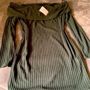 Off the shoulder sweater dress - Olive